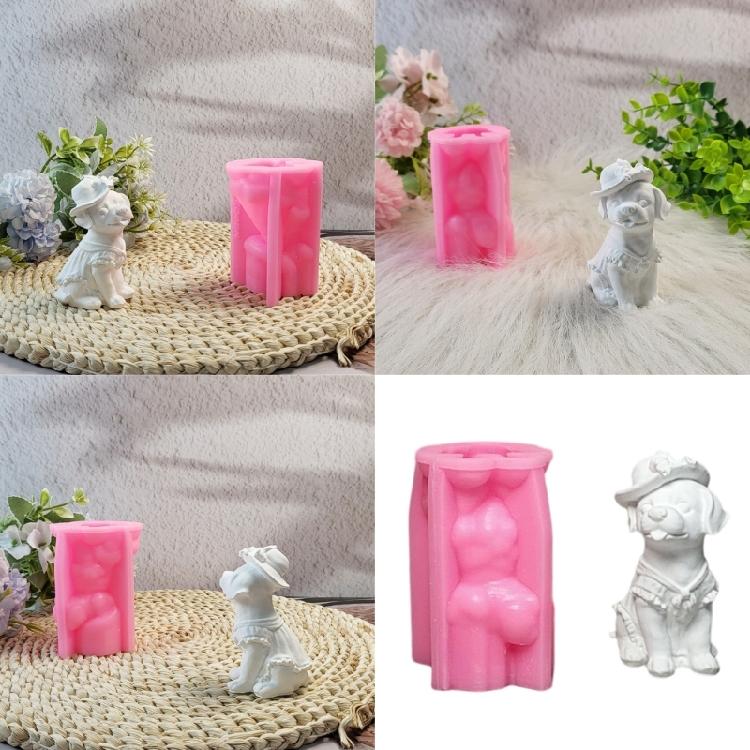 Lovely Animal Molds 3D Dog Silicones Mould Ornament Molds Casting Mould Craft Supplies for Home Desktop Decorations