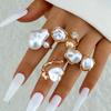 5Pcs/Set Retro Baroque Shaped Pearl Asymmetric Rings for Women Punk Gold Color Metal Geometric Rings Set Party Jewelry Gifts