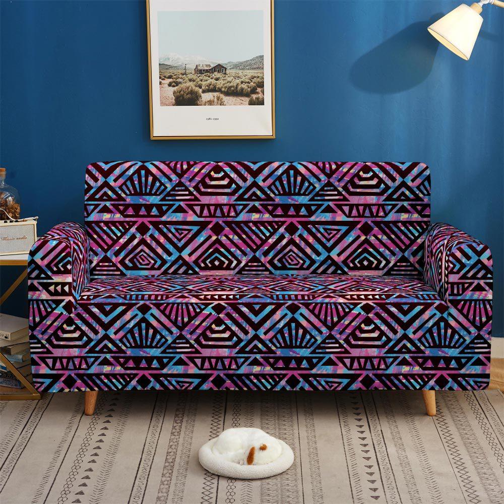 Colorful Pattern Non-Slip Elastic Sofa Cover, Universal All-Inclusive Supply In All Seasons, Multi-Color 3D Digital Magic Cover