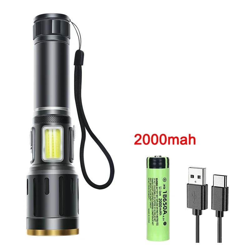 Powerful White Laser LED Flashlight USB Rechargeable Zoom Torch Light Camping Outdoor Hunting Fishing Walking Lighting Lantern