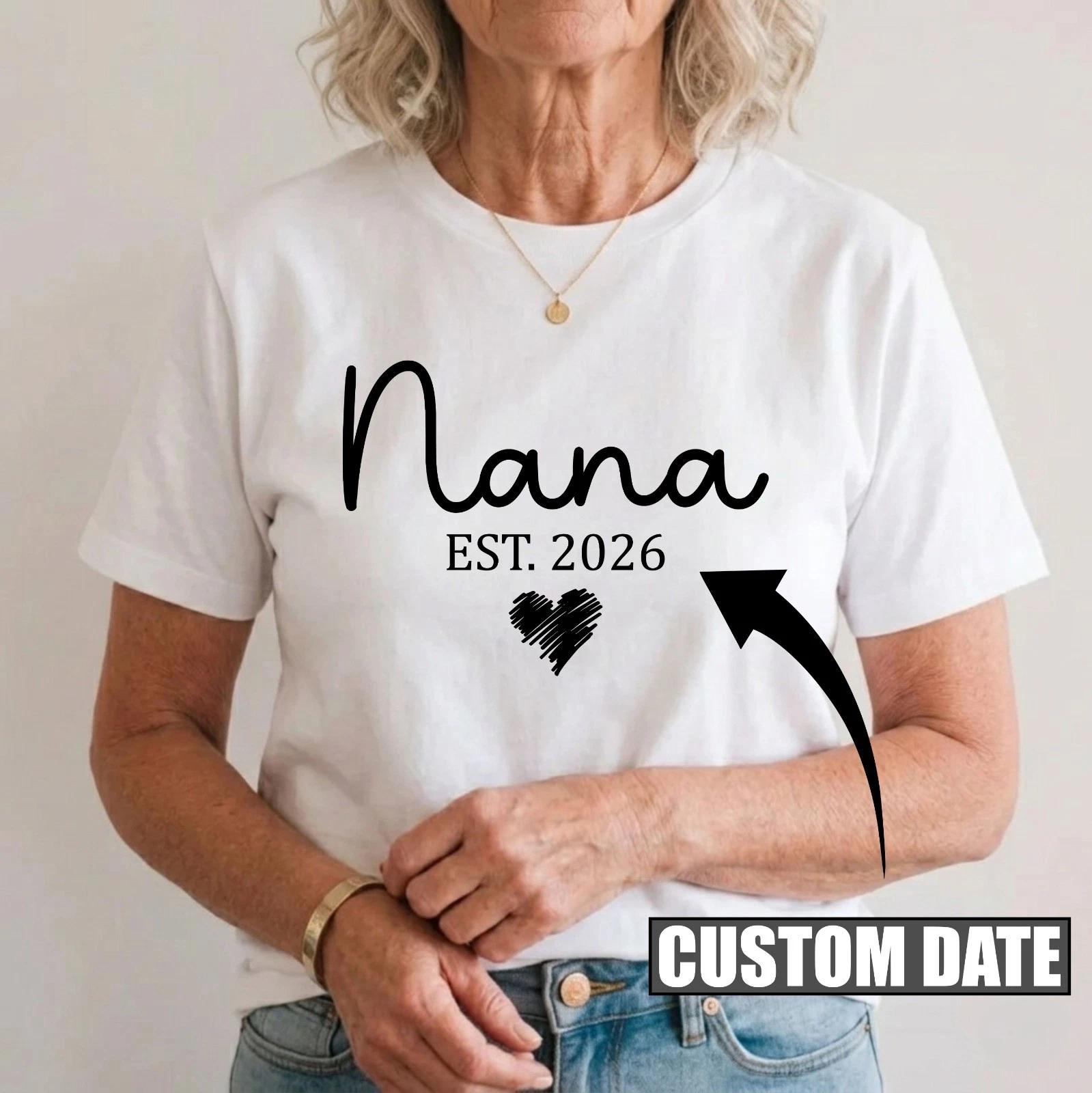 Personalised Nana EST Year T-T-Shirt Custom Year Grandmother Birthday Gift Top S