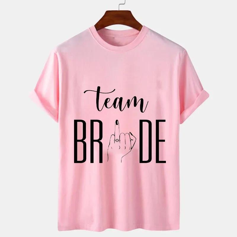 Summer Top Woman Clothing Future Bride Wedding Bachelorette T-shirt Short Sleeve Bride Ring Finger Bride Team Wedding Party Tees