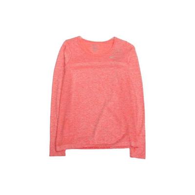 Logo Print Round Neck Quick-Dry Long Sleeve T-Shirt Women Tops Pink 644684-696