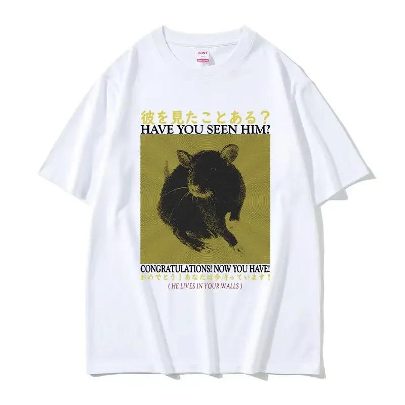 

Japanese Rat Have You Seen Him Funny Graphic T Shirts Men Women O-Neck Fashion Short Sleeve T-shirt Cotton Oversized Tshirt S