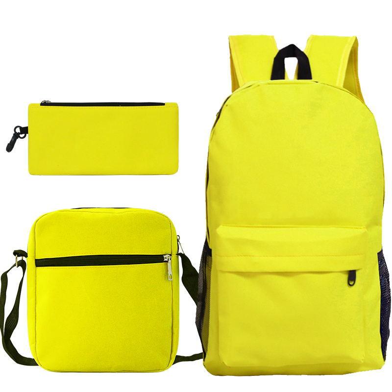 Backpack set, heat transfer student schoolbag, Oxford cloth backpack + shoulder bag + pencil case three-piece set