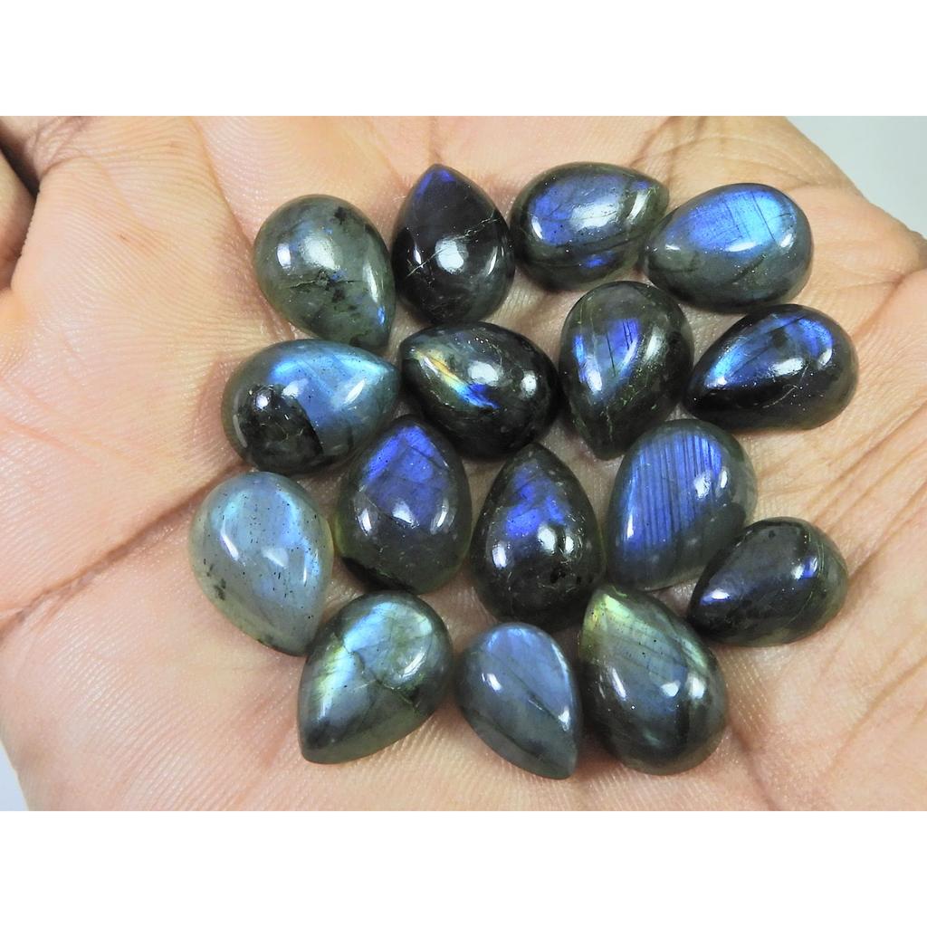 10X13MM Natural Labradorite Blue Fire Pear Cabochon Loose Gemstone 16Pcs Lot C-1099