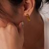 Yori Geometric Unusual Stainless Steel Metal Stud Earrings 18K PVD Plated Texture Golden Fashion Unique Jewelry