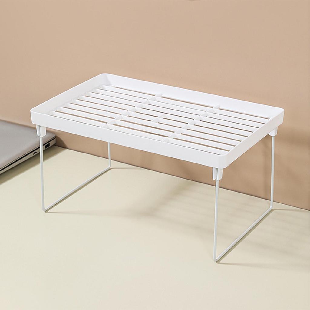 Kitchen Stacking Shelf Plastic and Metal Multifunctional Stackable Kitchen Counter Shelf  
