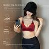 Women's Summer Ultra Thin Sexy Lace Small Bosom Gathers No Underwire To Receive Pair of Milk Underwear