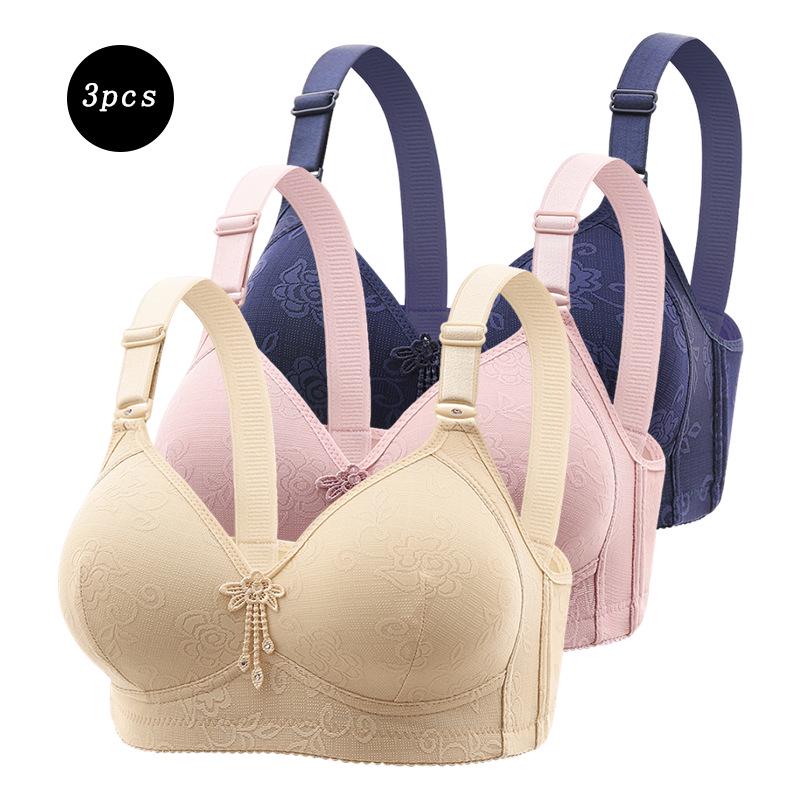3-Piece Comfortable Lace Sports Bra Set for Women - Plus Size Cross-Back Design