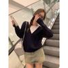 Red fake two-piece sweater for women autumn and winter new loose high-end lazy Korean sweater long-sleeved top