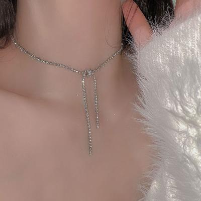 Luxury Shiny Zircon Square Choker Necklaces For Women  Clavicle Chain Necklace Party Wedding Bride Jewelry Gift