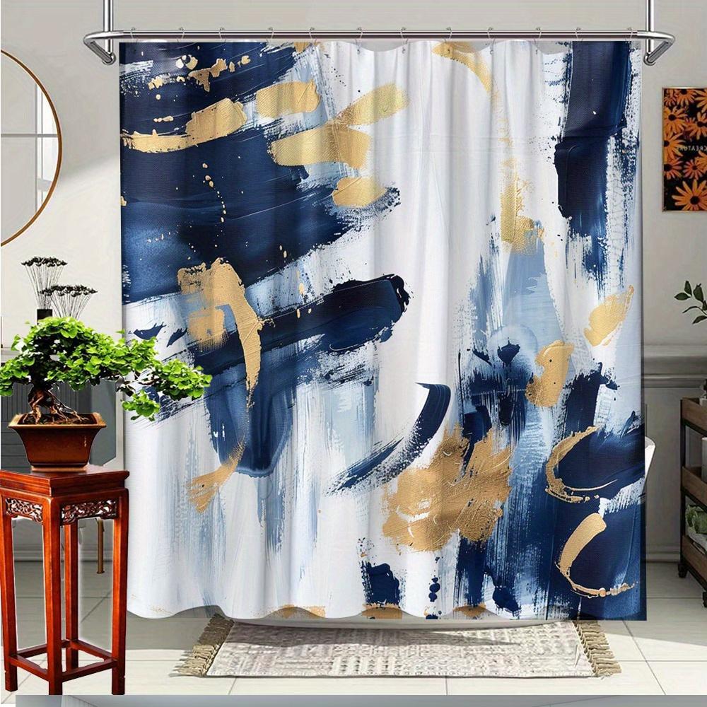 1Pc Creative Blue Abstract Oil Painting Shower Curtain Brings Unique Modern Art Ambiance Suitable For Art And Design Lovers, W60H190(CM)-1 Pcs