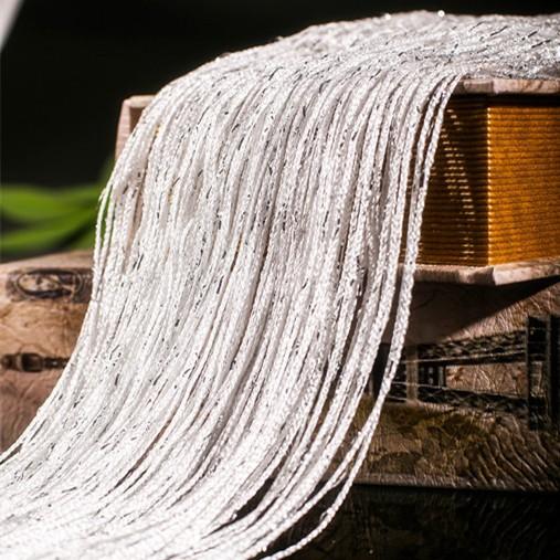 

1x2M Shiny Silver Thread Curtain, Encrypted Tassel Door Curtain, Living Room Partition Curtain, Entrance Decorative Curtain Wedding DIY Home Decor білий