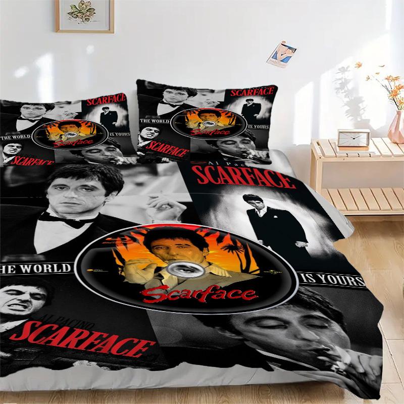 

Scarface Movie Poster Bedding Set Comforter Cover Gift for Bedroom,Includes 1 Cover and 2 Pillowcases, No InsertB217 135x200cm