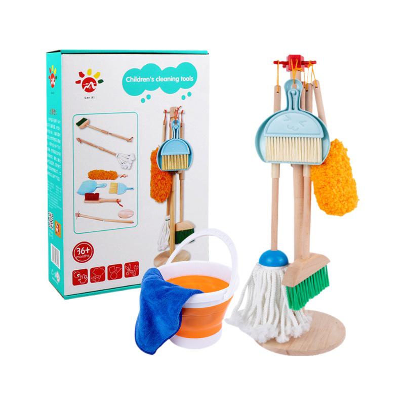 Kids' Wooden Cleaning Play Set: Broom, Mop & Tools for Early Learning