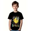 European Size Boys Round-neck Short-sleeved T-shirt with Birthday Theme and Cartoon Duck Pattern Print