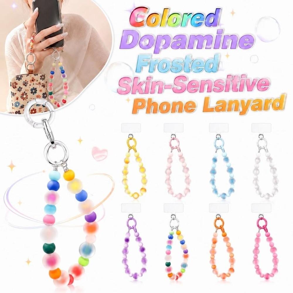 Frosted Skin-like Beaded Keychain Pendant Anti-lost Phone Charms  For Women Girls