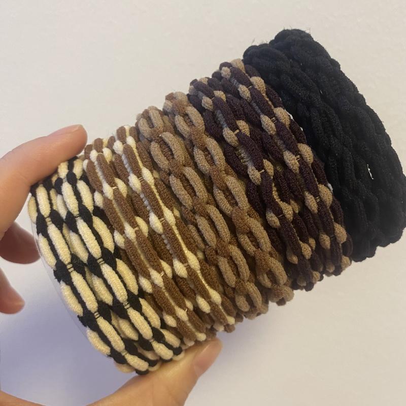 10pcs/set  women fashion Brown rubber bands for hair elastic hair tie for thick hair adult nylon hair rope girls black scrunchie