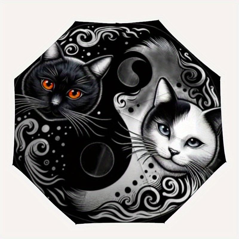 

1pc Black Cat Yin Yang Automatic Open/close Folding Umbrella, Compact Portable Travel Umbrella, Durable Construction yy250809089