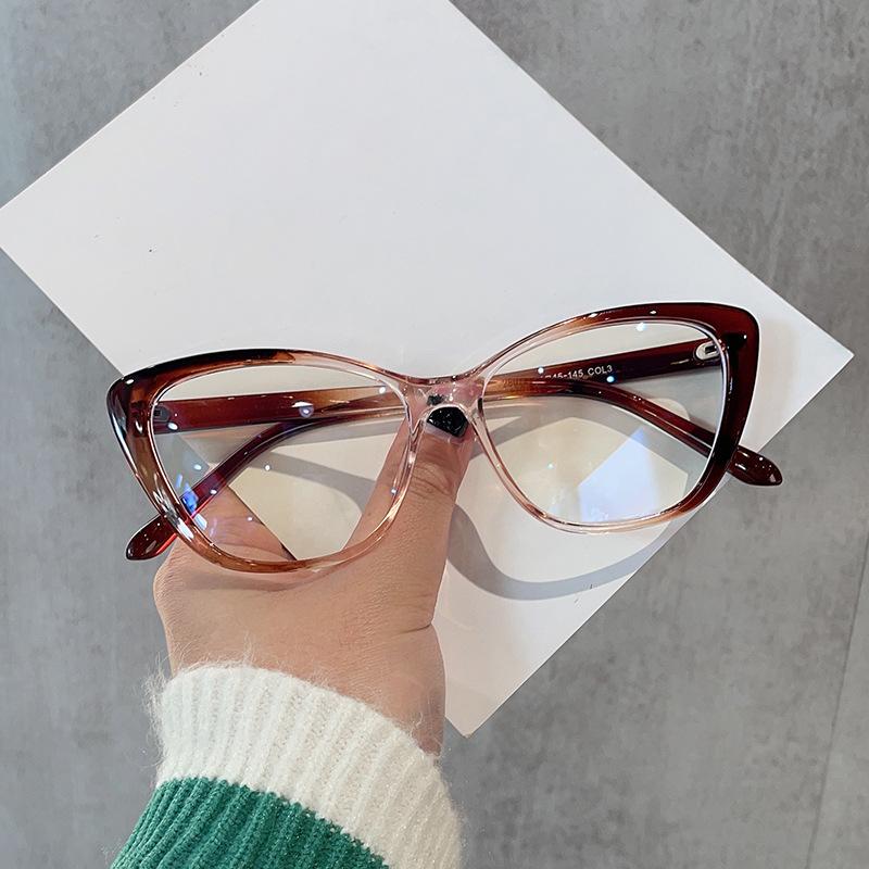 Stilvolle Katzenaugen-Lesebrille für Damen Trendige Lesebrille für Weitsichtige Damen Brille mit Farbverlauf Rahmen Blaulichtfilter Brille