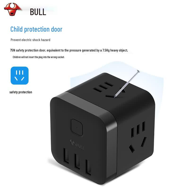 BULL Cube USB Power Strip 3 USB + 3 AC Outlets