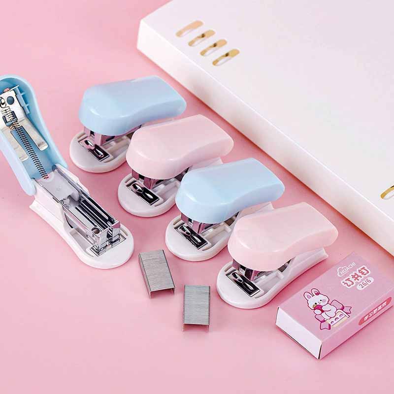 Cute Cartoon Mini Stapler+ Staples Set Adorable Multifunctional Desk Tool for School Office Home Use Kids Gift