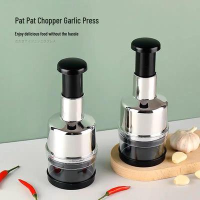 Pat Pat Messer: Multifunktioneller Knoblauchhacker & Gemüseschneider, Manuelles Küchenwerkzeug aus Edelstahl für Knoblauch und Gemüse
