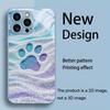 Blue purple gradient cat paw pattern glass phone case suitable for iPhone 17 16 15 14 13 12 11Pro Max Plus shockproof back cover