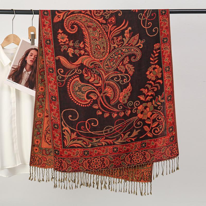 Luxury Brand Autumn Cashmere Pashmina Shawl for Women Wrap Femme Thick Stoles Scarves Cashmere Feeling Pashmina Shawls Scarf