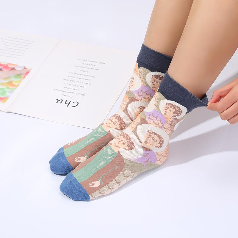 Hot Selling Colorful Funny Novelty Socks Men Women's Art Painting Printing Crew Socks Autumn and Winter Cotton Sports Socks
