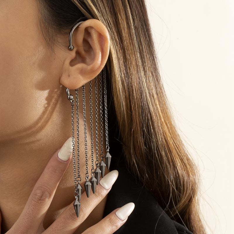 Buy Rivet Chain Tassel Ear Hanging Women Luxury No Piercing Ear Bone ...
