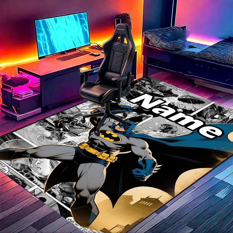 Custom Name Personalized Batman Print Carpet, Versatile Home Decor Rug, for Playroom, Apartment, Balcony, Entryway, Hallway Gift