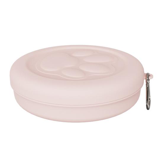 Dog Treat Pouch, Dog Bowl with Metal Carabiner, Puppy Treat Holder, Pet Food Container with Lid for Travel Walking Training Trips