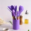 12pcs Set of Multi-color Silicone Wooden Handle Kitchenware Set Non Stick Pot Spatula and Spoon Cooking Utensils Heat-resistant