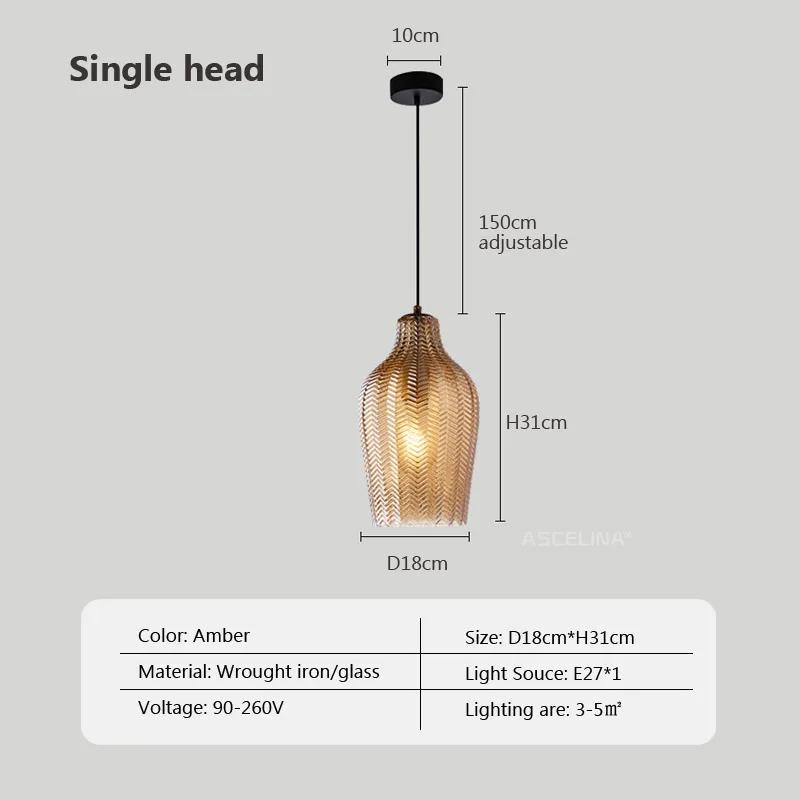 Retro Glas Pendelleuchte Foyer Esszimmer Schlafzimmer Pendelleuchten Kaffee Wohnzimmer Restaurant Hotel Innen LED Hängelampe