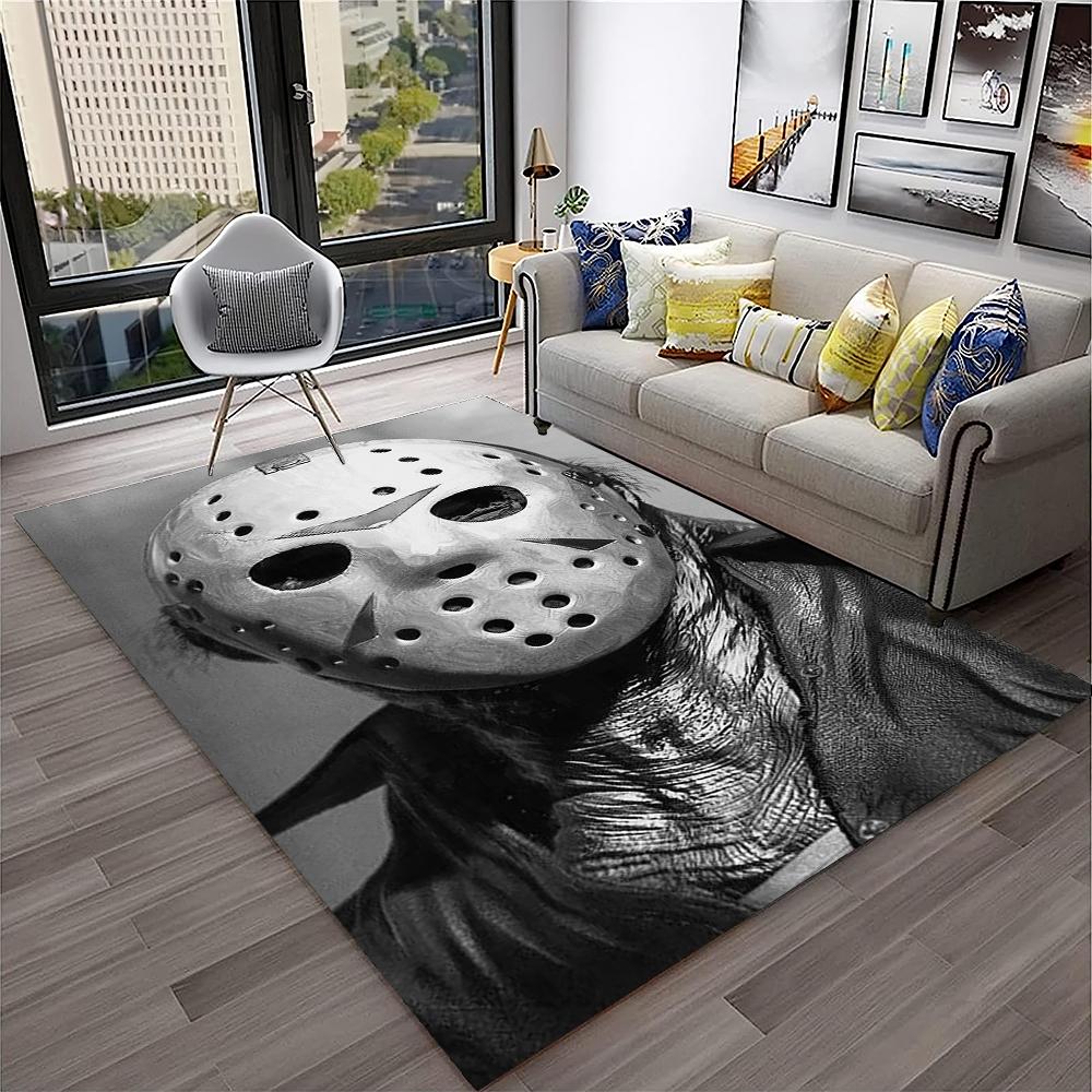 Horror Movie Scream Saw Halloween Cartoon Carpet Rug for Home Living Room Bedroom Sofa Doormat Decor,Area Rug Non-slip Floor Mat