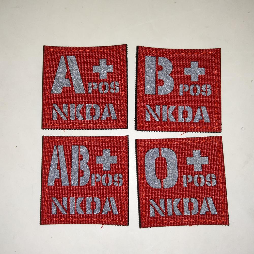Reflective Velcro Morale Patch - IR Badge, Laser-Cut Blood Type, NKDA Tactical Rescue for Armband or Backpack.