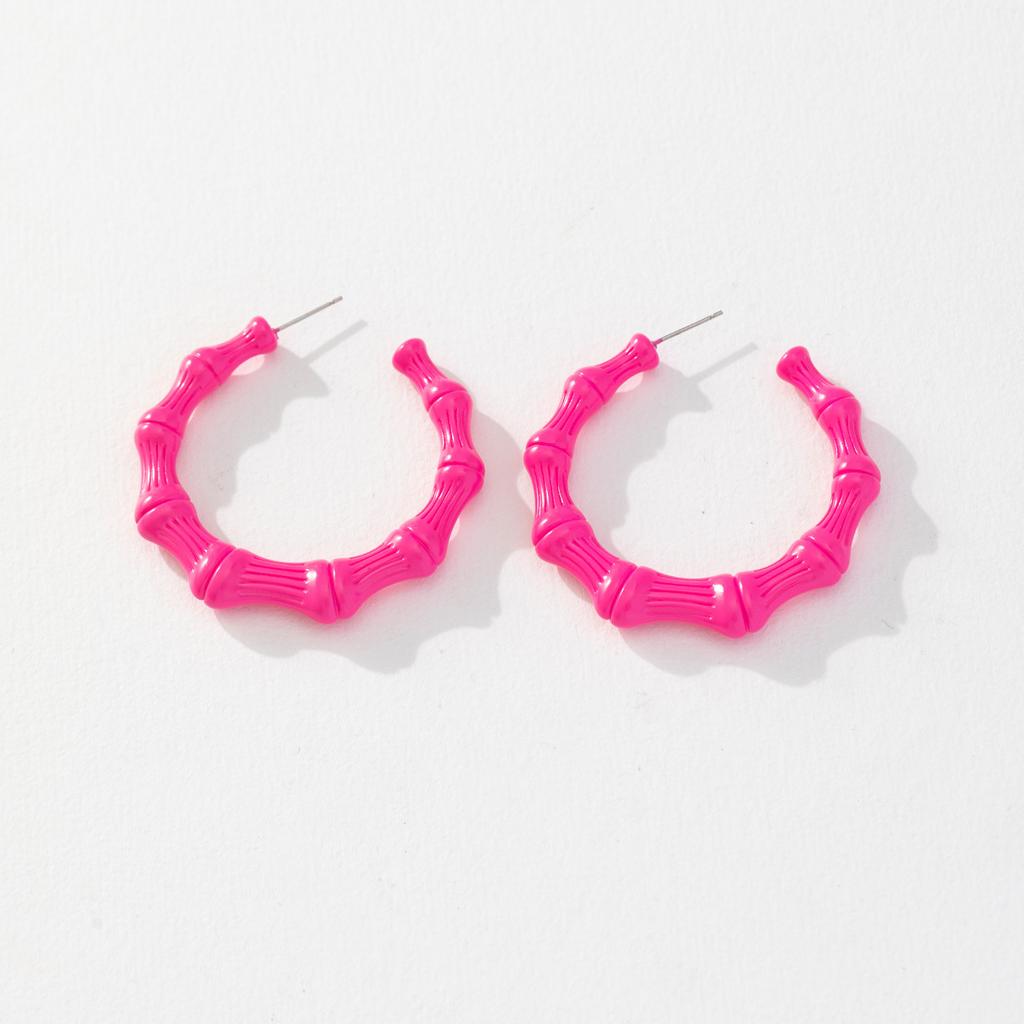 Summer Candy Color Bamboo Knot Earrings Acrylic Big Earrings For Women Personalized Vintage Fashion Jewelry Accessories