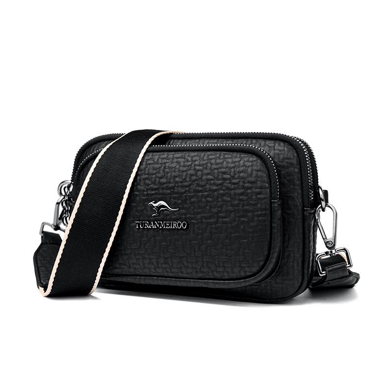 New Style of Women's Crossbody Bag Soft Leather Versatile Mother's Mobile Phone Fashionable One-shoulder Round Bag