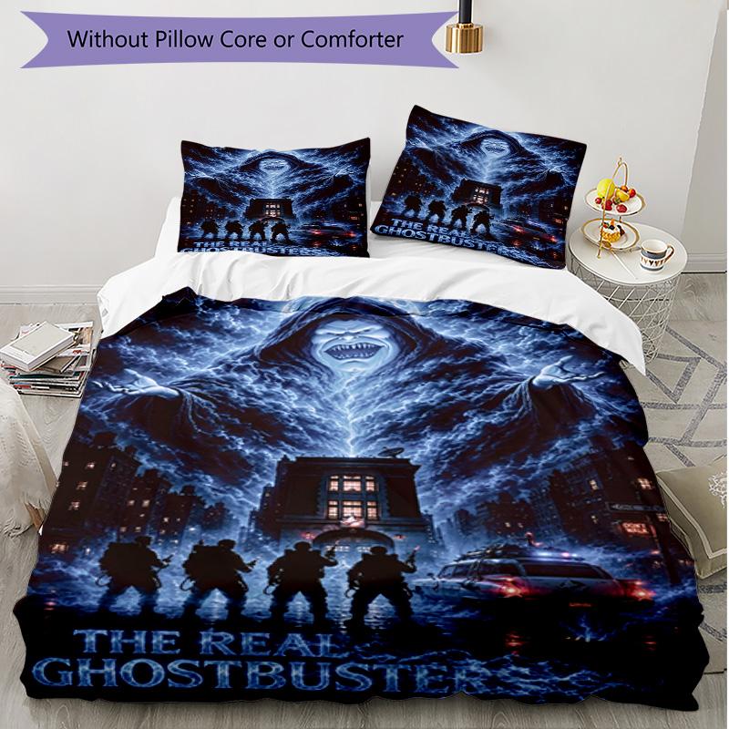 3pcs Duvet Cover Set (1*Duvet Cover + 2*Pillowcase, Without Core), Ghostbusters Print Soft All‑Season Bedding Set, Home Bedroom Decor Gift