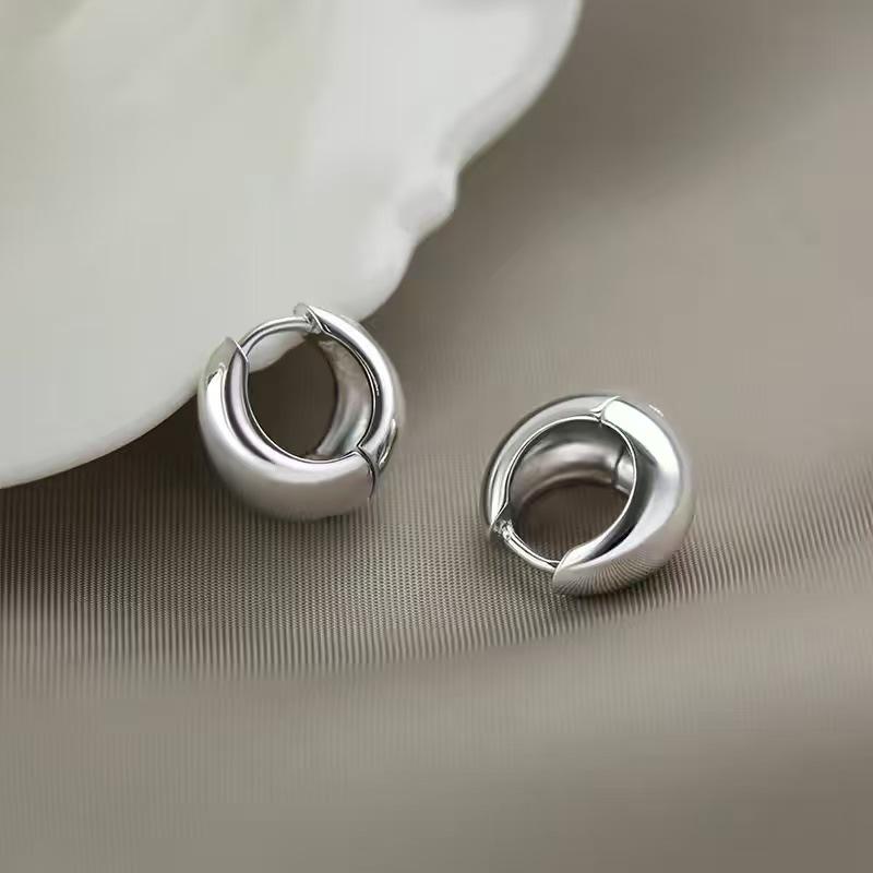 2024 Light Luxury 925 Silver Hoop Earrings: Polished High-End Niche Design for Women