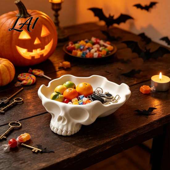 Creative Bedroom Accessory Skull Catchall Tray Vintage Resin Storage Bowl for Keys Rings Jewelry Gothic Unique Gift Friends Earrings Jewelry