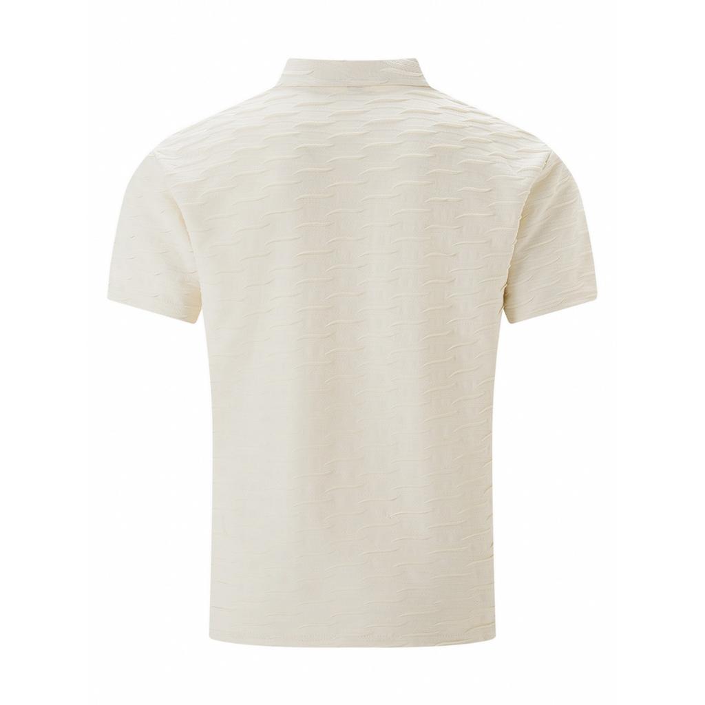 Summer New Simple Solid Colour Men's T-shirt Button Jacquard Casual Short-sleeved Polo Shirt Tops