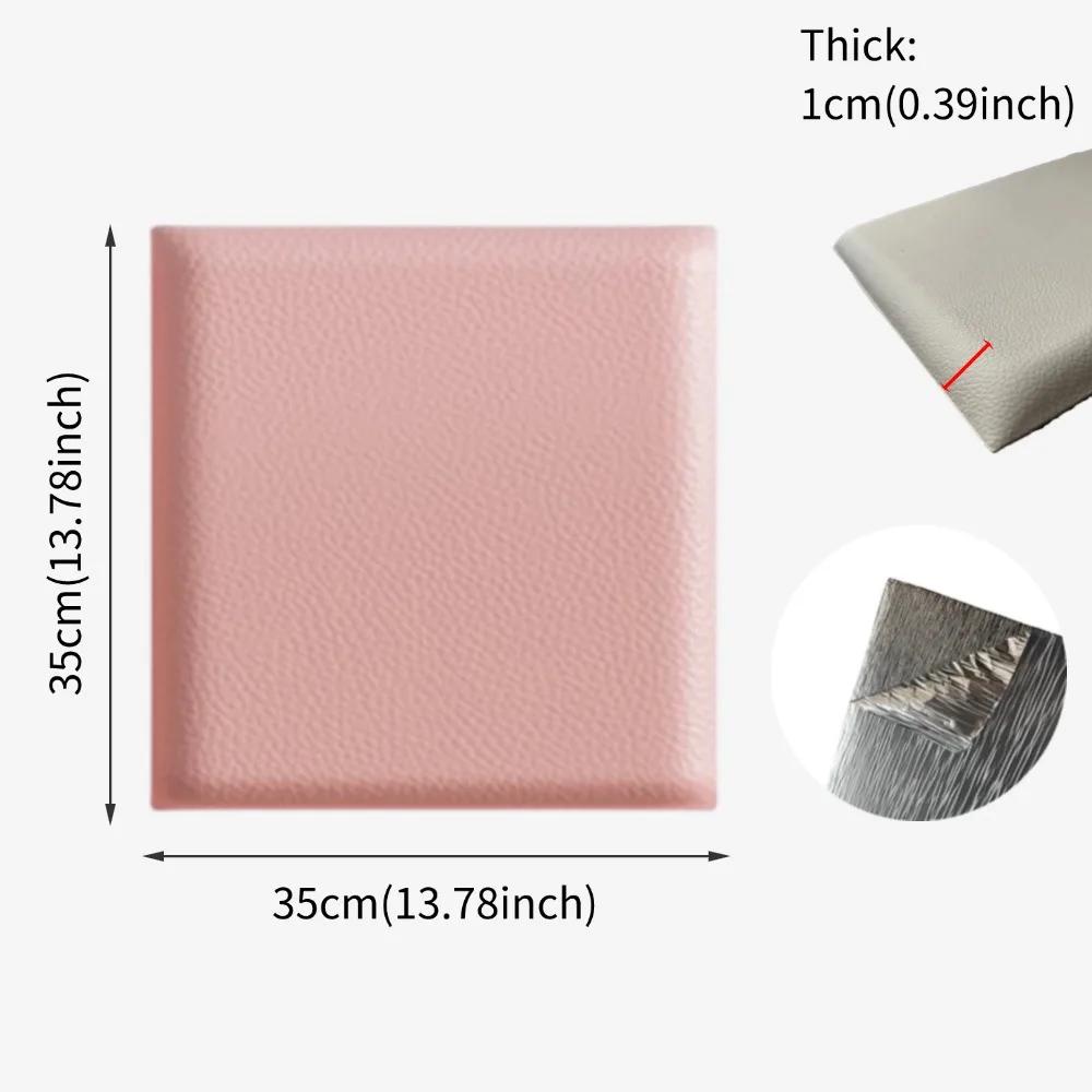 

3D Квадратная Наклейка на Стену Мягкая Однотонная Самоклеящаяся Кожа Толстая Детская Противоударная Панели для Отделки Стен Изголовья 2 PCS-35x35cm