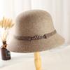 New Button Noble Hat Women's British Retro Dome Basin Hat Autumn and Winter Short Brim Old Wool Top Hat