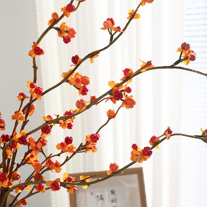 6pcs Artificial Flower Stems Bundle Wealth Fruit Faux Orange Branches Small Persimmon for Home Decor Vase Not Included