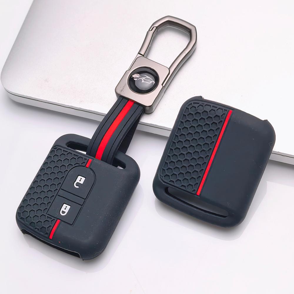Key Fob Cover for Nissan Qashqai Micra Tiida Sunny Livina Sylphy with Keychain Anti-Scratch Surface Shockproof Structure Soft Grip Texture