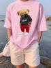 Sports Cartoon Bear Wearing Mask Prints TShirts Womens Summer Cotton Short Sleeve Tees ONeck Soft Loose Tops Casual Clothes