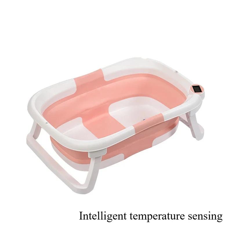 Large Folding Baby Bathtub Real-time Temperature Silicone Baby Take A Bath Bathtub Non-Slip Foot Bath Bucket Bathroom